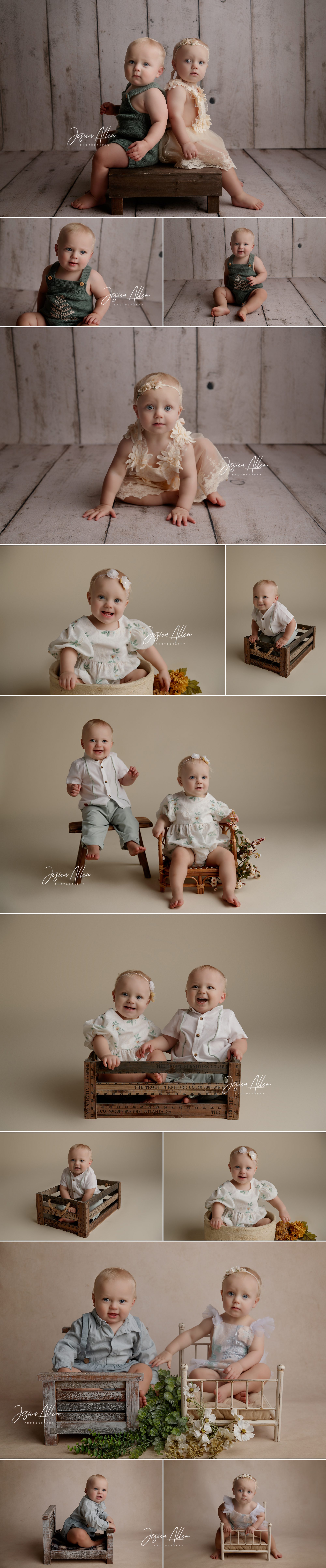 Twin first birthday photography session in Lodi, California including milestone portraits, cake smash, and baby plan journey from newborn to one year.